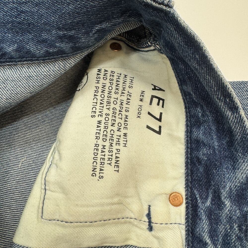 Womens AE77 American Eagle Super Wide Leg Jeans 27 Short Wash Blue Baggy Y2K - Picture 8 of 11